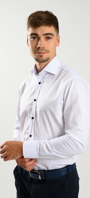 Biela Extra Slim Fit košeľa so vzorovanou légou