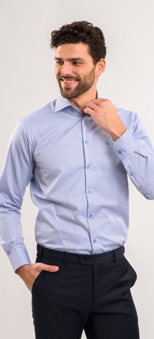 Biela Extra Sim Fit košeľa s modro-čiernymi kosoštvorcami