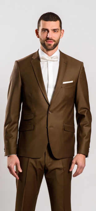 Dark brown Slim Fit wedding suit