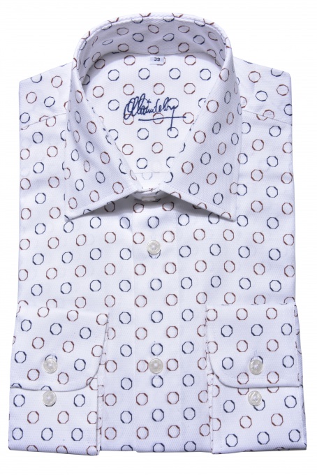 LIMITED EDITION biela Slim Fit košeľa s printom