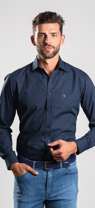 Tmavomodrá vzorovaná Classic Fit košeľa