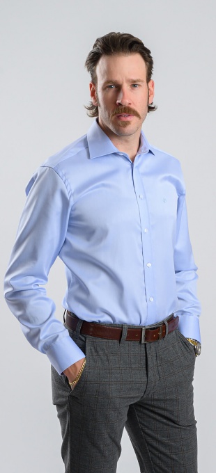 Blue Extra Slim Fit Shirt with polka dot pattern