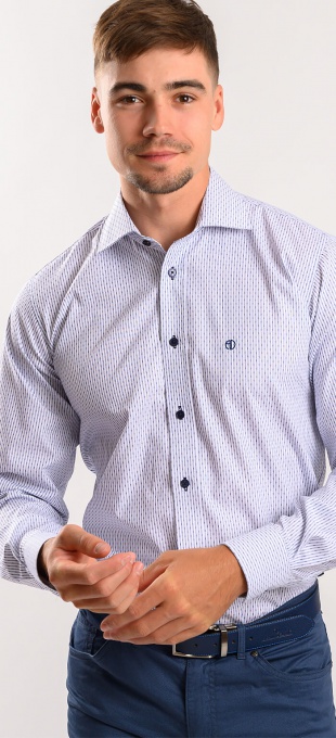 White Slim Fit Shirt with blue stripes