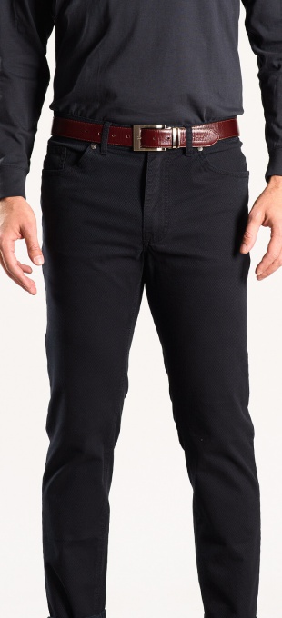 Tmavomodré bavlnené džínsy s jemným vzorom