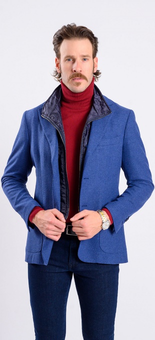 Blue blazer with removable liner