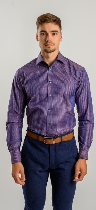 Purple Extra Slim Fit Shirt with red-grey pattern