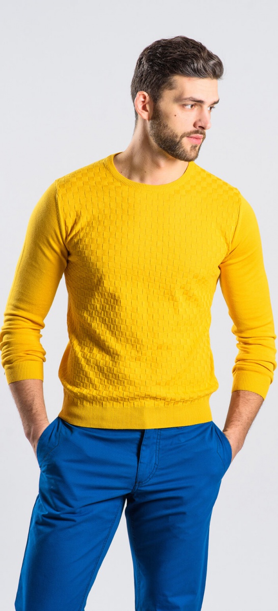 Žltý bavlnený pulóver