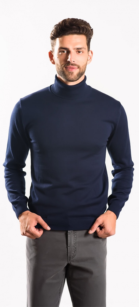 Blue cotton turtleneck