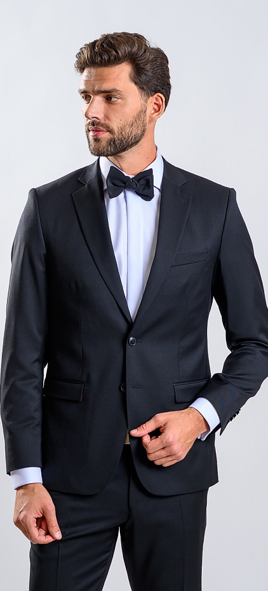 Black Slim Fit wool suit