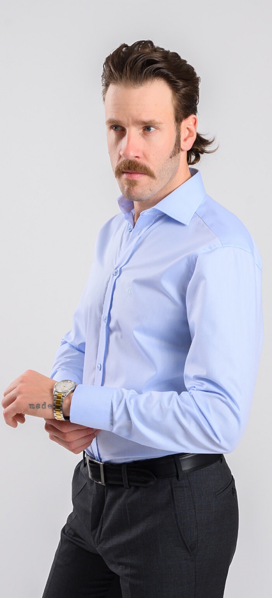 Pale blue Extra Slim Fit shirt with fine pattern