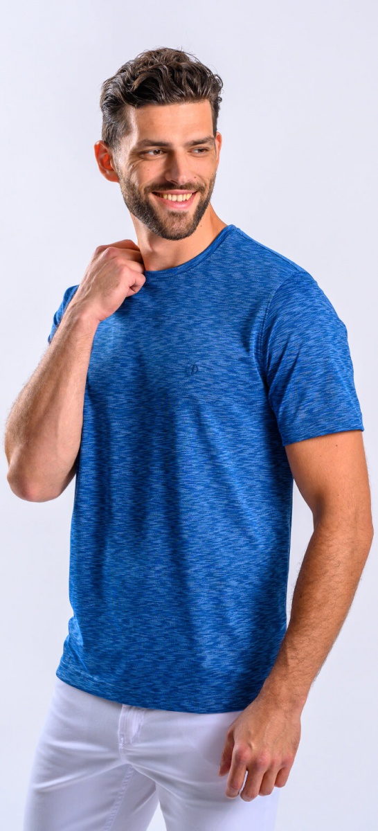 Blue T-shirt with melange pattern