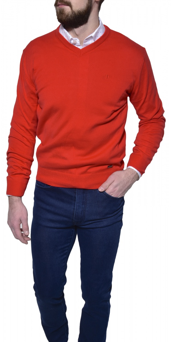 Červený bavlnený pulóver