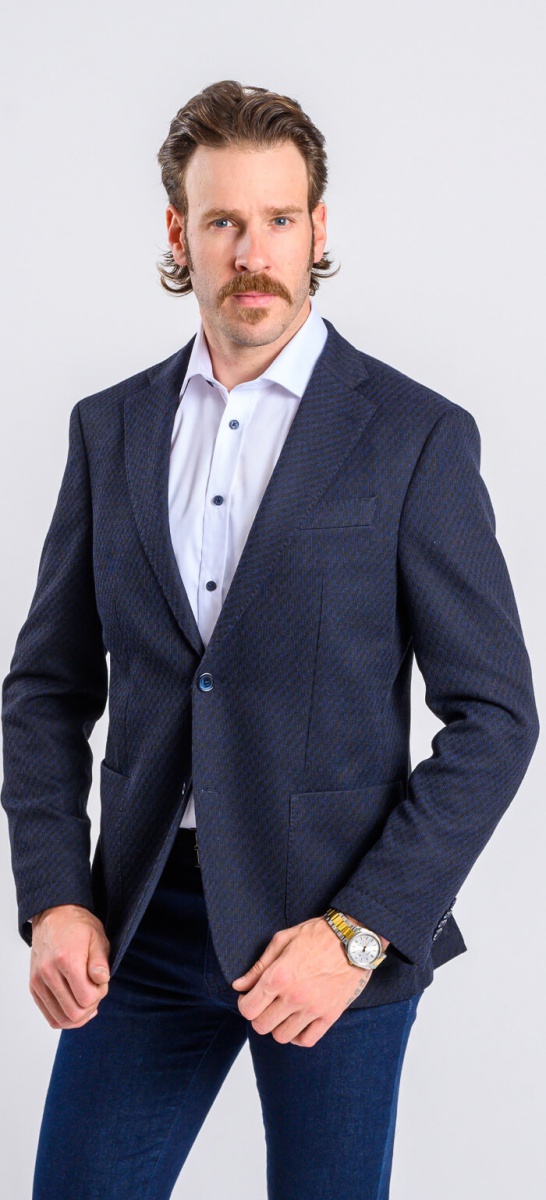 Dark blue blazer with fine pattern