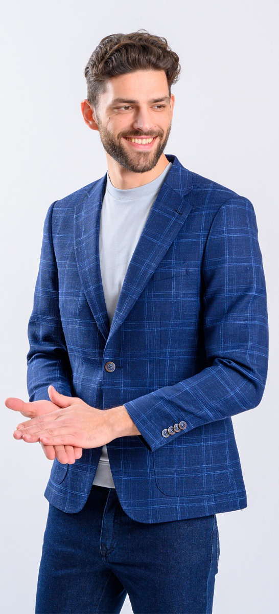 Blue checked blazer