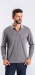 Grey cotton polo shirt with long sleeves