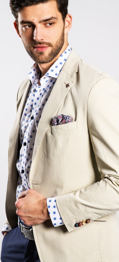 Khaki cotton blazer - Blazers - E-shop | alaindelon.co.uk