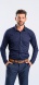 Dark blue Patterned stretch Extra Slim Fit non-iron shirt