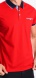 Red poloshirt with dark blue collar