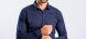 Dark blue Patterned stretch Extra Slim Fit non-iron shirt