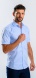 Pale blue Slim Fit Short Sleeve Shirt with fine pattern