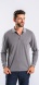 Grey cotton polo shirt with long sleeves