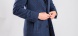 Blue wool coat with herringbone pattern