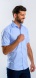 Pale blue Slim Fit Short Sleeve Shirt with fine pattern