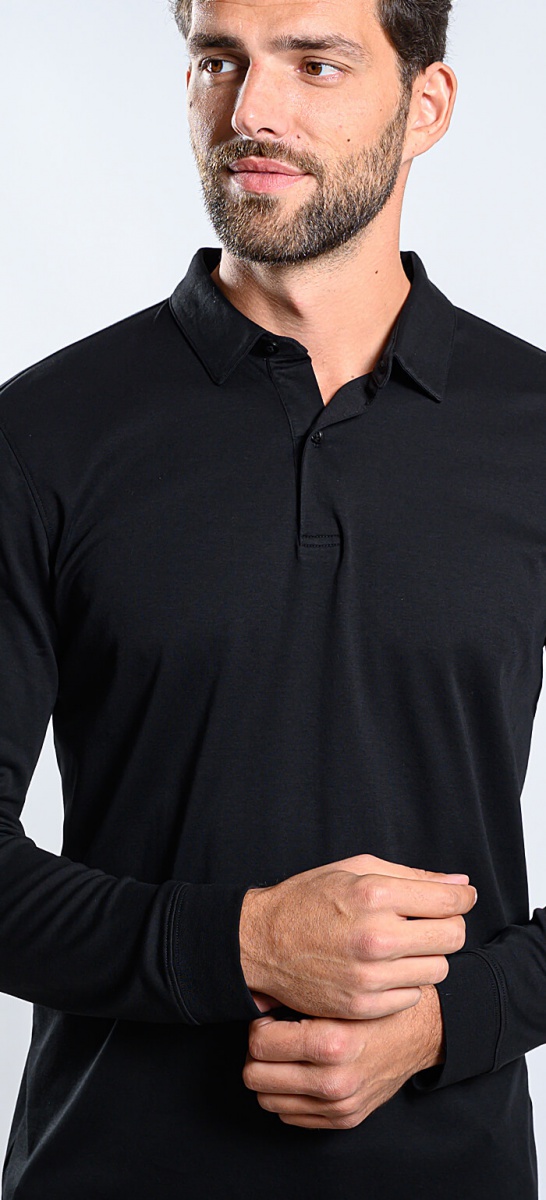 Black long sleeve polo