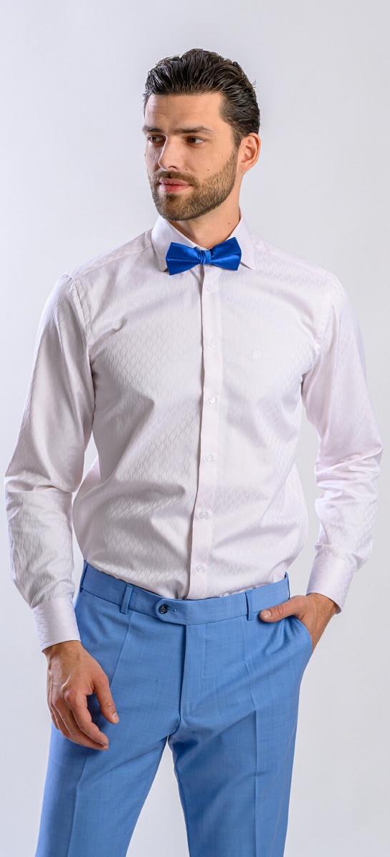 Pale pink formal Extra Slim Fit shirt with delicate pattern