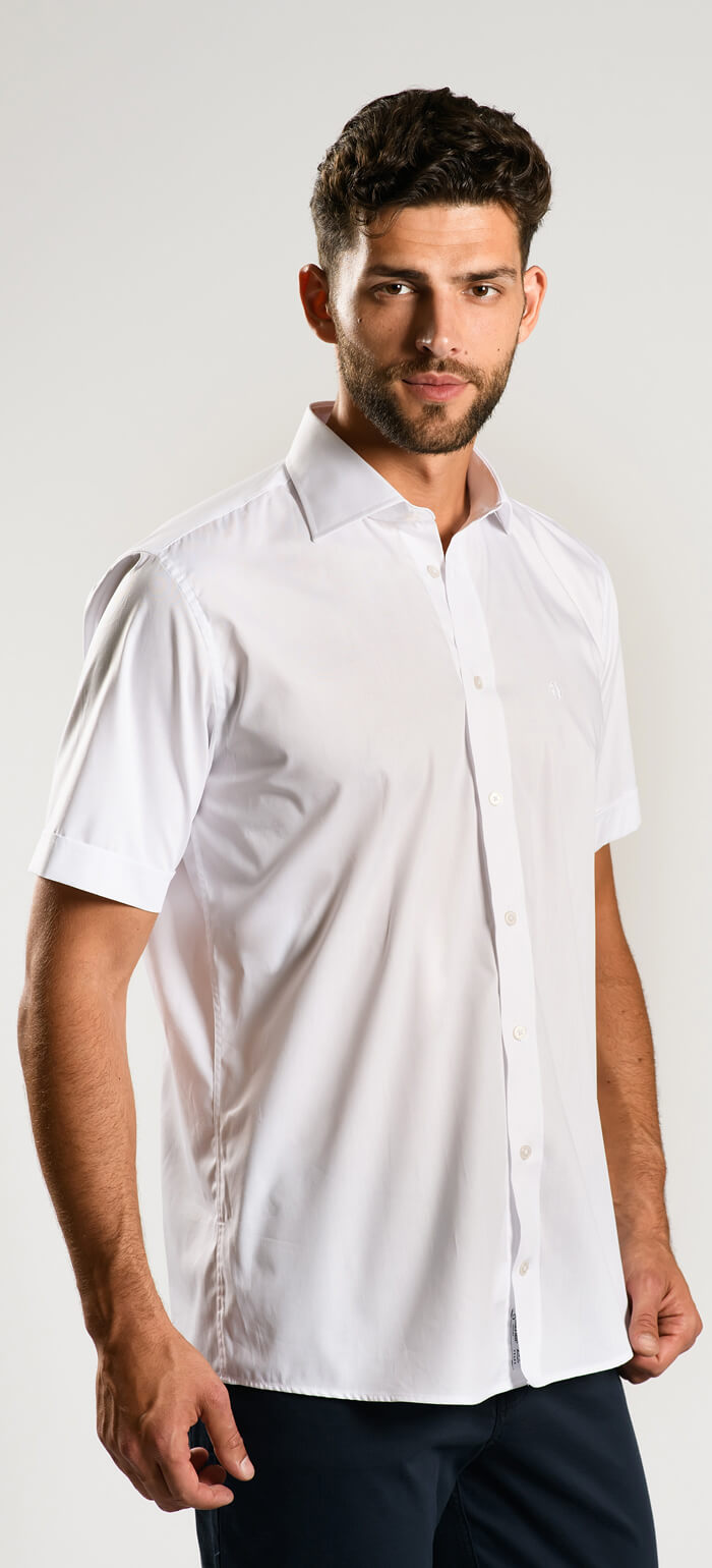 White Classic Fit short sleeved shirt - Shirts - E-shop | alaindelon.co.uk