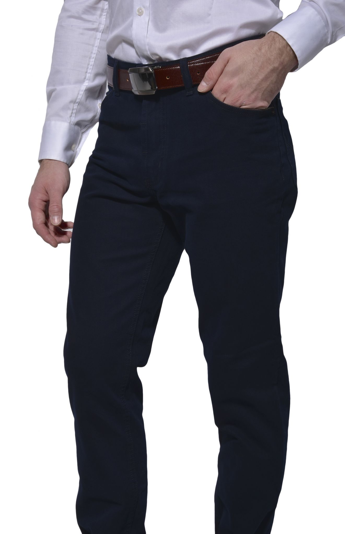Dark blue casual trousers - Trousers - E-shop | alaindelon.co.uk