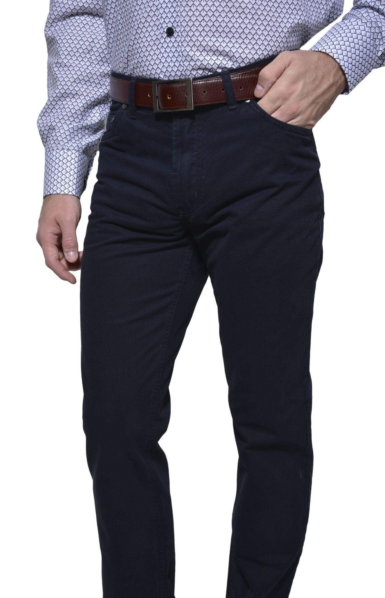 Dark blue casual trousers - Trousers - E-shop | alaindelon.co.uk