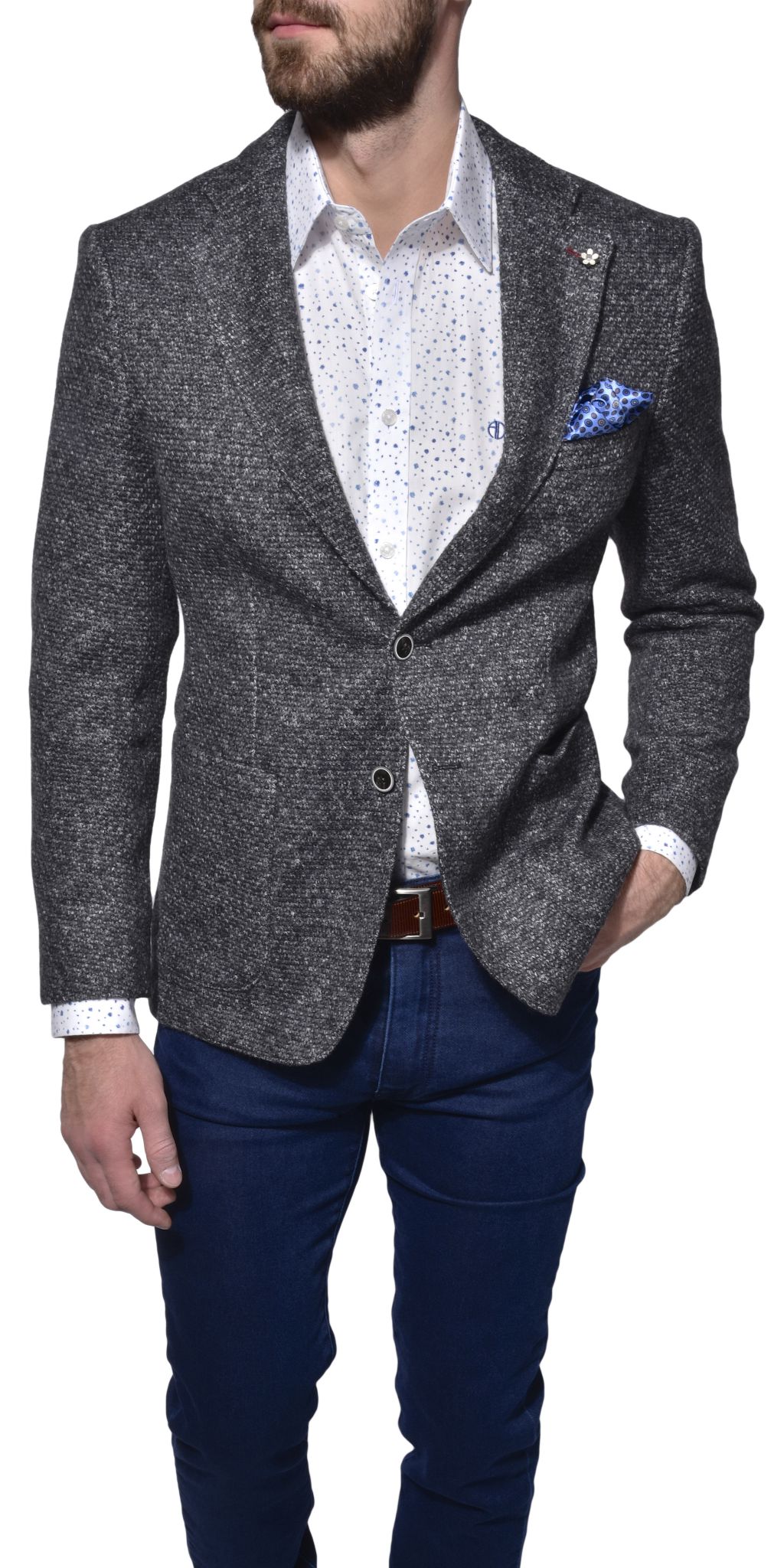 Grey unstructured blazer - Blazers - E-shop | alaindelon.co.uk