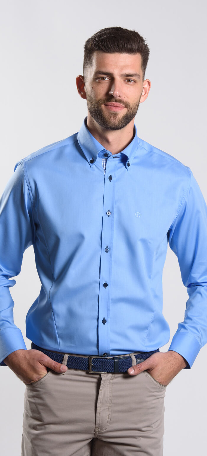 Blue Extra Slim Fit shirt - Shirts - E-shop | alaindelon.co.uk