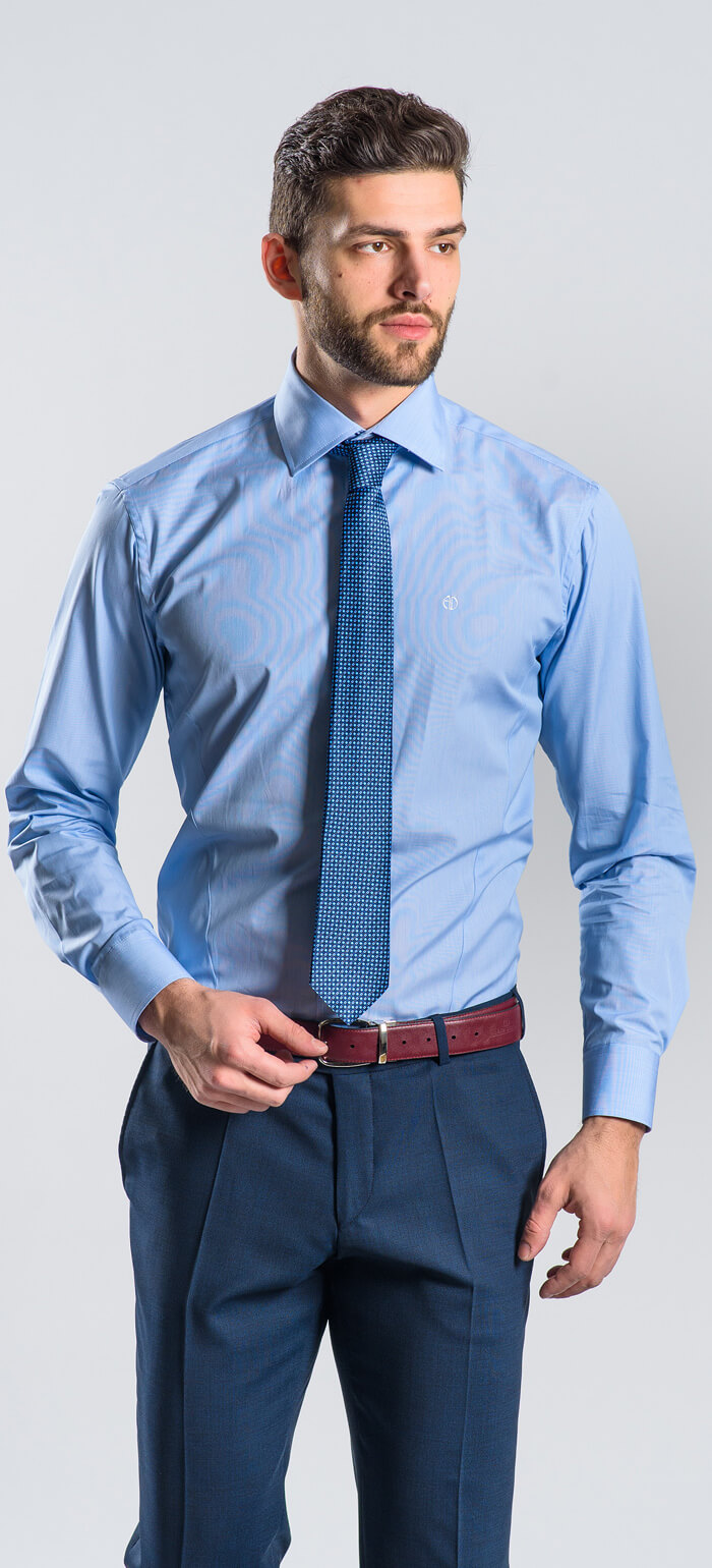 Blue Extra Slim Fit business shirt - Shirts - E-shop | alaindelon.co.uk